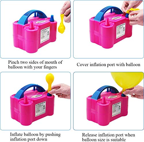 IDAODAN Portable Dual Nozzle Rose Red 110V 600W Electric Balloon Blower Pump/Electric Balloon Inflator For Decoration