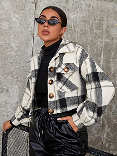 Floerns Buffalo Plaid Crop Jacket Coat.