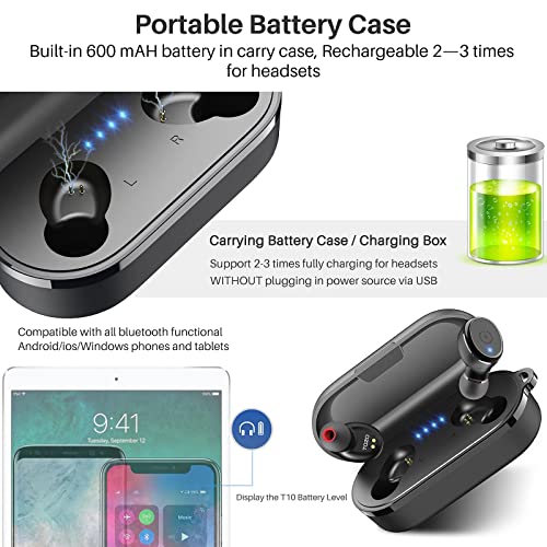 TOZO T10 Bluetooth 5.0 Wireless Earbuds with Wireless Charging Case