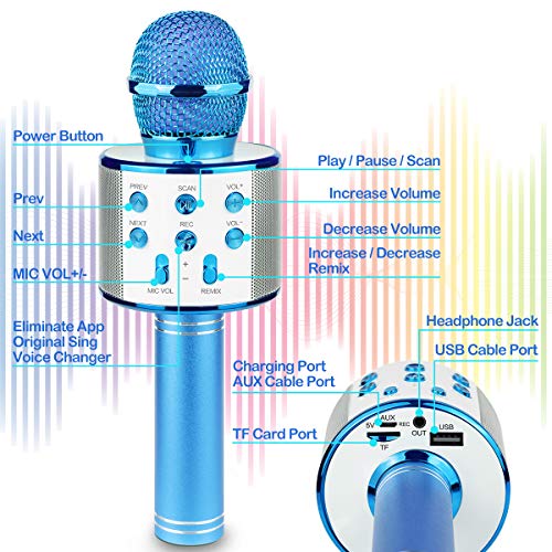 Ranphykx Bluetooth Karaoke Wireless Microphone for Kids