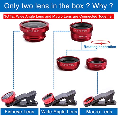 KINGMAS 3-in-1 Camera Lens Kit for Smartphones - Fish Eye, Wide-Angle, and Macro Lens