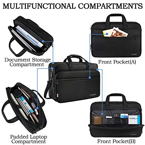 17 inch Laptop Bag, Travel Briefcase with Organizer, Expandable Large Hybrid Shoulder Bag, Water Resistant Business Messenger Briefcases for Men and Women Fits 17 15.6 Inch Laptop, Computer, Tablet