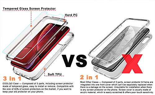 COOLQO 3-in-1 Clear Case with 2 Tempered Glass Screen Protectors for iPhone 11
