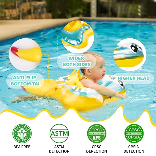 Inflatable Pool Float with SPF 50+ Sun protective canopy & Bottom Support Tail (10-24 Months)