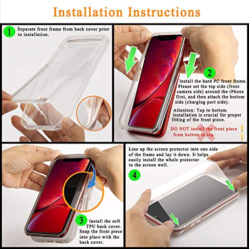 COOLQO 3-in-1 Clear Case with 2 Tempered Glass Screen Protectors for iPhone 11