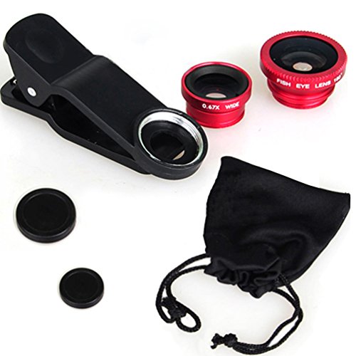 KINGMAS 3-in-1 Camera Lens Kit for Smartphones - Fish Eye, Wide-Angle, and Macro Lens