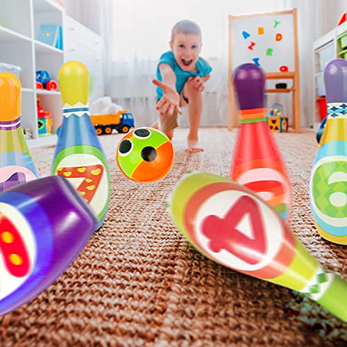 ToyVelt Kids Bowling Set (10 Pins, 2 Balls)
