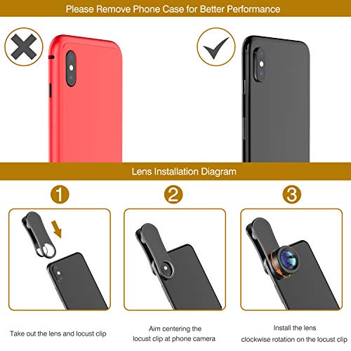 Upgraded 3-in-1 Phone Lens Kit with Fisheye, Macro, and Wide Angle Lenses