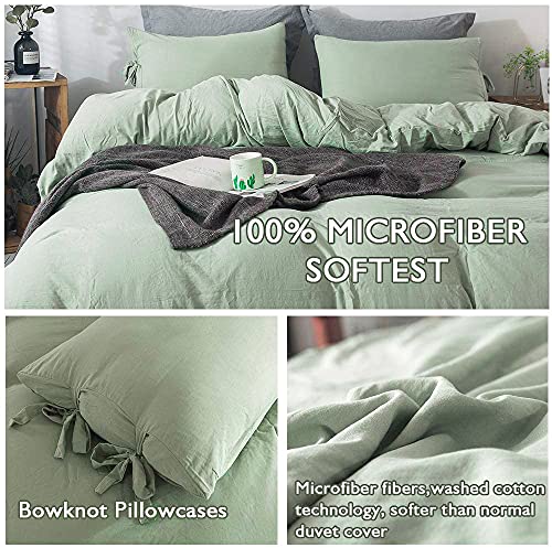 Annadaif Green Bowknot Duvet Cover Set (Queen)