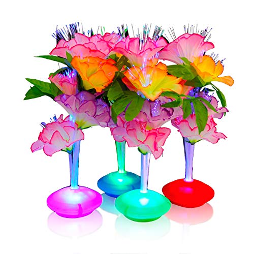 Fiber Optic LED Flower Centerpieces (Set of 12) Light Up Centerpieces for Tables