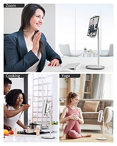 SAIJI Height Adjustable Tablet Stand Holder with 360° Rotation - Silver