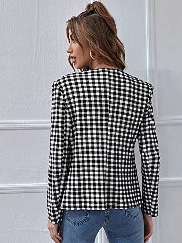 Milumia Women's Gingham Plaid Blazer Jacket