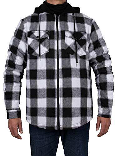 Zenthace Sherpa Plaid Shirt Jacket, Black/Grey