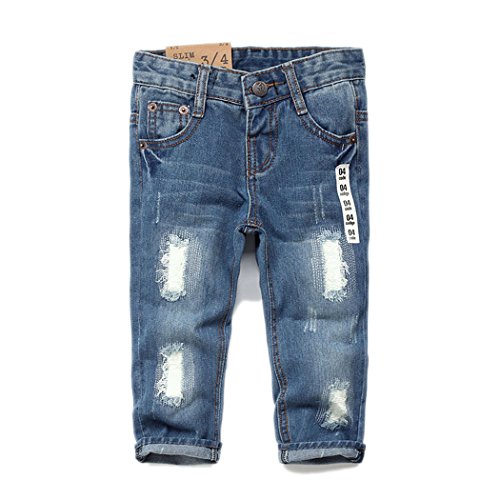 Baby D-Ring Elastic Jean with Ripped Detailing