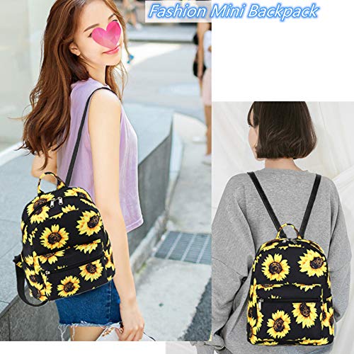 Small Black Sunflower Backpack Purse