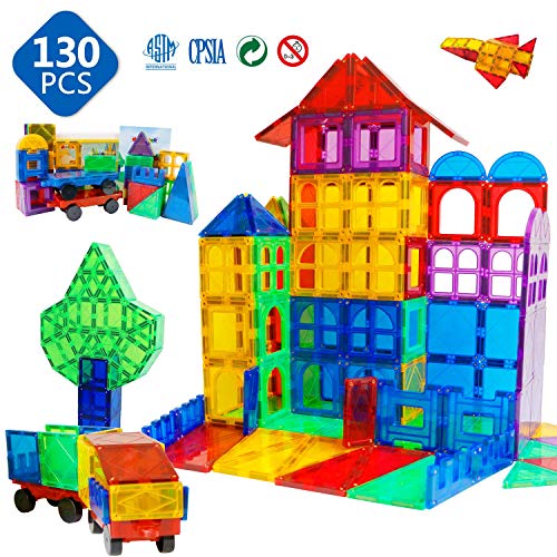 Magnet Building Tiles - 130 Pieces for Kids
