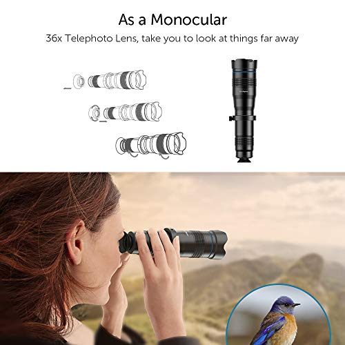 Apexel High Power 36X HD Telephoto Lens with Phone Tripod
