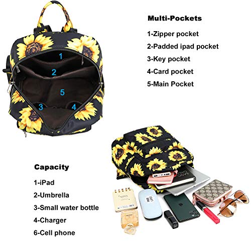Small Black Sunflower Backpack Purse