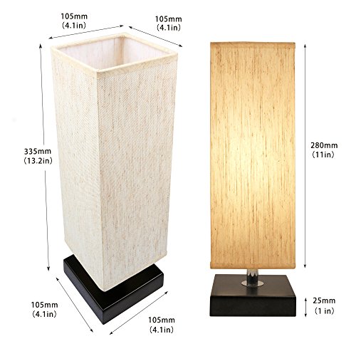 Minimalist Solid Wood Bedside Table Lamp with Fabric Shade