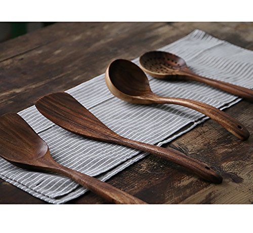 NAYAHOSE Natural Teak Wood Kitchen Utensils
