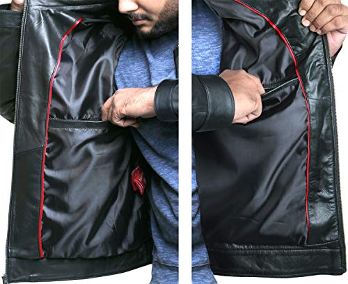 Laverapelle Men's Genuine Lambskin Leather Jacket (Black, Large, polyester Lining) - 1501200