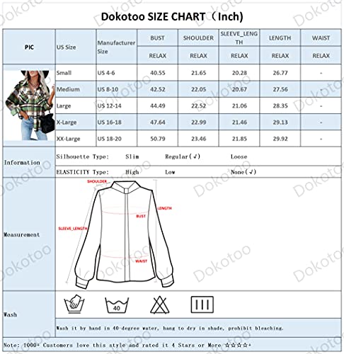 Dokotoo Women's Classic Plaid Button Up Shirt