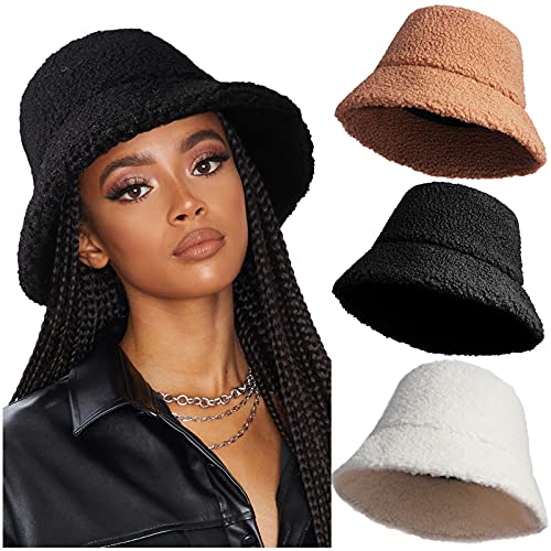 Fuzzy Bucket Hats for Women (3pcs)