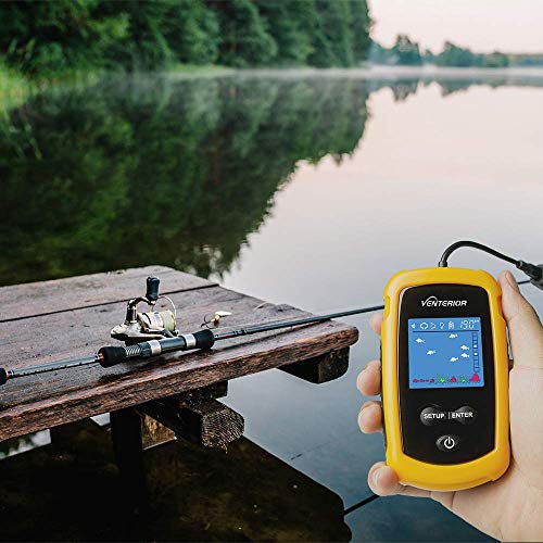 Venterior Portable Fish Finder with LCD Display and Castable Sonar Transducer