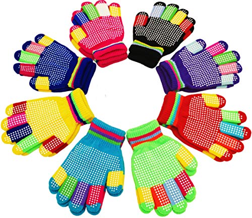 8 Pairs Kids Magic Stretch Gloves (Anti-Slip)