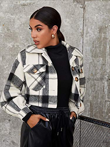 Floerns Buffalo Plaid Crop Jacket Coat.