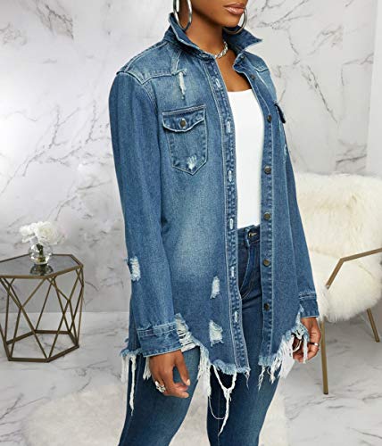 Distressed Ripped Oversized Denim Jacket
