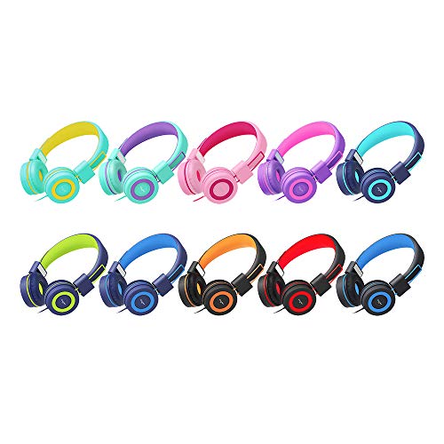Elecder Kids Wired Headphones | Green/Purple