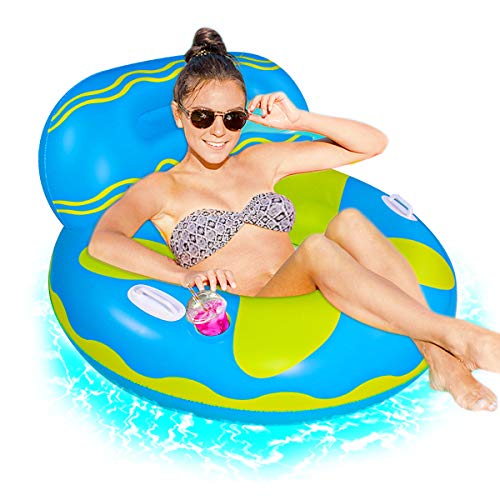 Inflatable Pool Lounger Float with Cup Holder