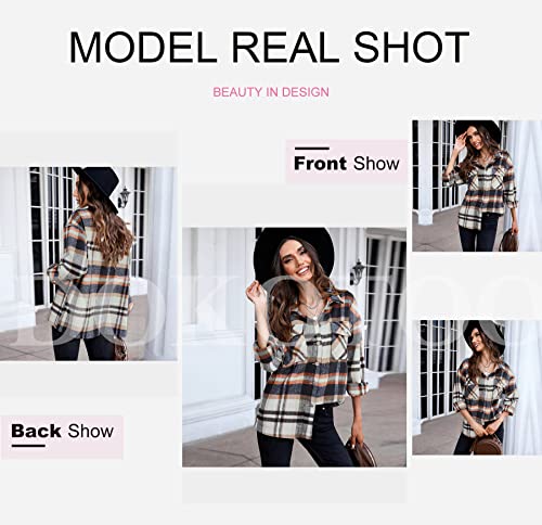 Dokotoo Women's Classic Plaid Button Up Shirt