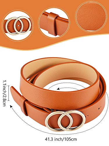 Faux Leather Double O-Ring Buckle Belts for Women-Set of 4
