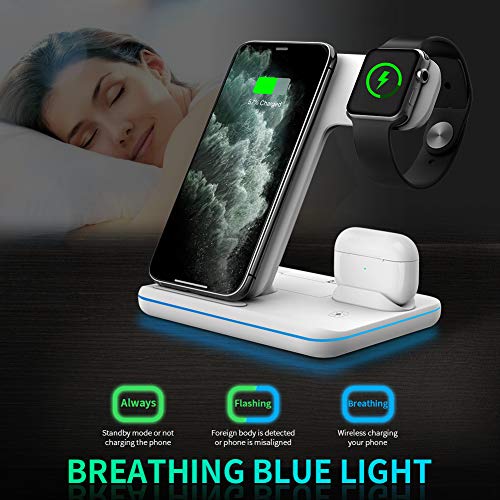 WAITIEE Wireless Charger 3 in 1, 15W Fast Charging Station for Apple iWatch,AirPods Pro, Compatible with iPhone