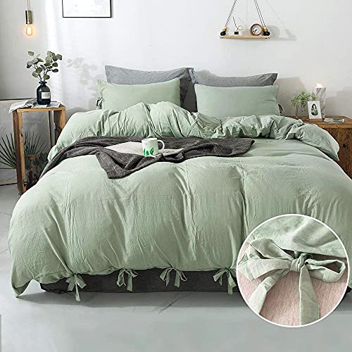 Annadaif Green Bowknot Duvet Cover Set (Queen)