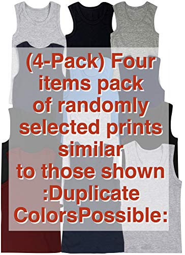 ToBeInStyle Boys' 4 Pack Double Hem Tank Tops