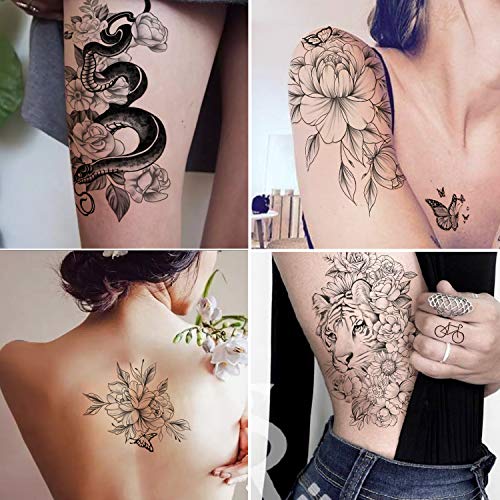 Yazhiji 49 Sheets Sexy Flowers Temporary Tattoos