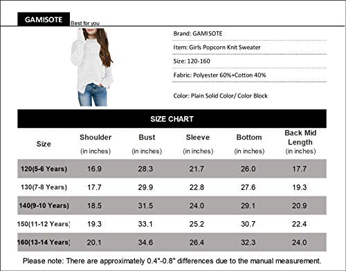 GAMISOTE Girls' White Fuzzy Sweater