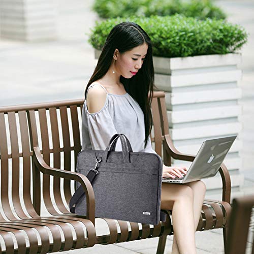 Voova Laptop Bag 17 17.3 inch Water-resistant Laptop Sleeve Case with Shoulder Straps & Handle/Notebook Computer Case Briefcase Compatible with MacBook/Acer/Asus/Hp, Grey