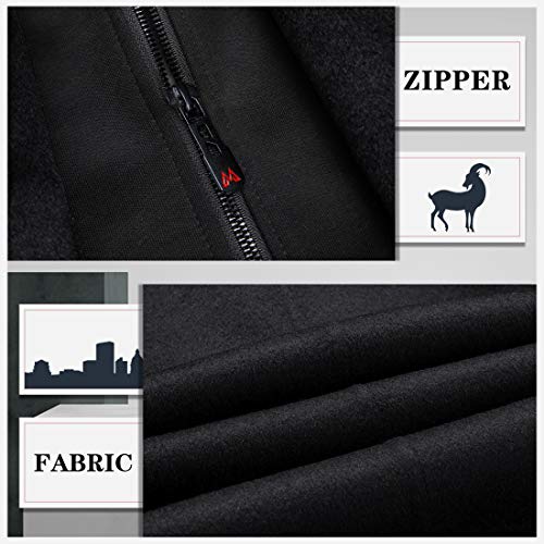 zeetoo Men's Wool Trench Coat Winter Slim Fit Wool Jacket Long Peacoat Hooded Overcoat Plus Cotton Medium
