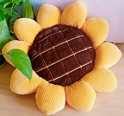3D Flower Floor Pillow Seating Cushion Mat & Sunflower Shaped Decorative Plush Throw Pillows Cushions