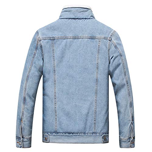 LZLER Men's Fleece Jean Jacket Winter Cotton Sherpa Lined Denim Trucker Jacket(805lightBlue,L)