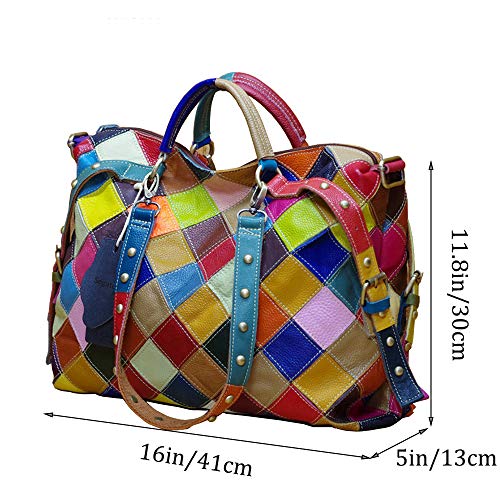 Segater Multicolor Genuine Leather Tote Purse