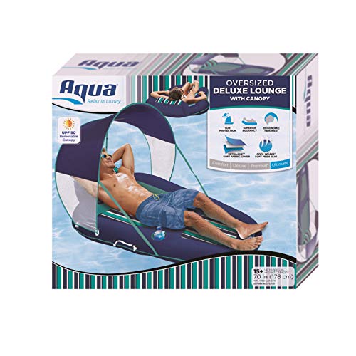 Aqua Inflatable Oversized Pool Float with UPF 50 Sunshade Canopy