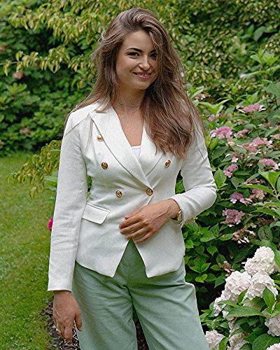 Paitluc Women's White Blazer with Pocket