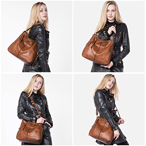 Large Designer Faux Leather Bucket Hobo Bag