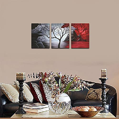 Wieco Art Cloud Tree Landscape Canvas Wall Art - 3 Panels