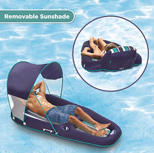 Aqua Inflatable Oversized Pool Float with UPF 50 Sunshade Canopy
